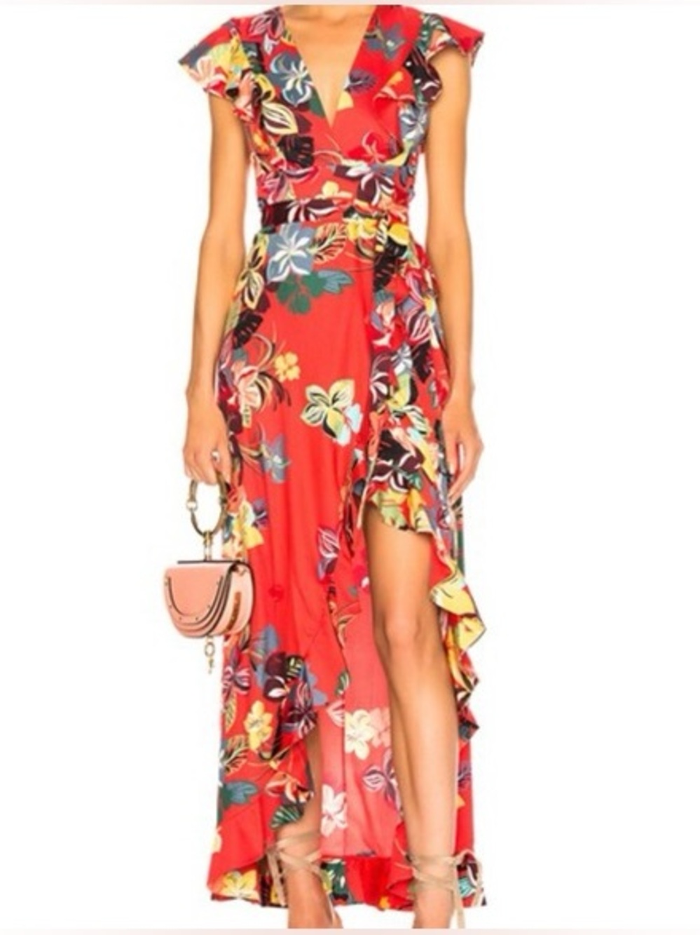Alexis Red Floral Wrap Maxi Dress
